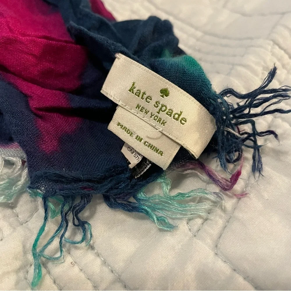 Kate Spad Floral Watercolor Scarf in Pink, Teal & Navy